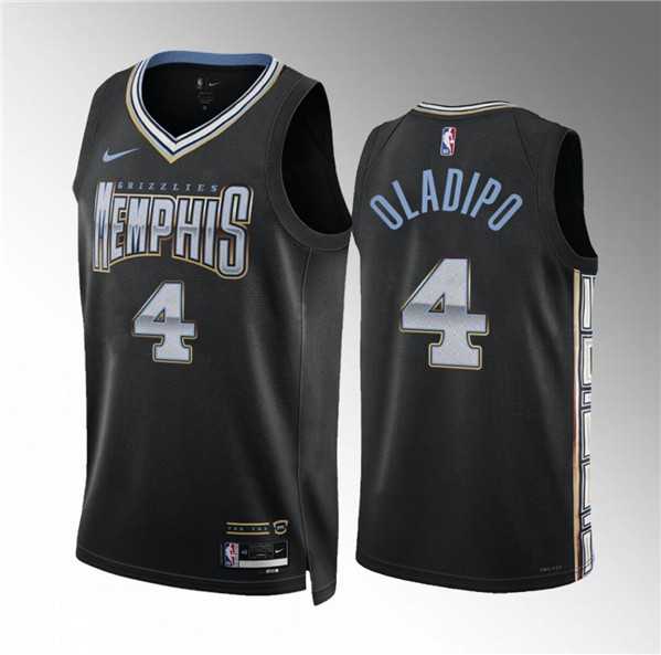 Mens Memphis Grizzlies #4 Victor Oladipo Black 2022-23 City Edition Stitched Jersey Dzhi->memphis grizzlies->NBA Jersey